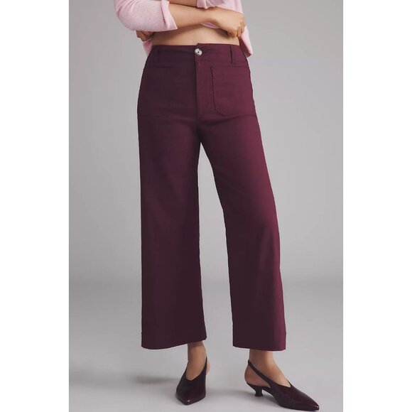 The Colette Bow Pocket Crop Wide-Leg Pants by Maeve Plum Purple 22W PLUS SIZE - Picture 3 of 4